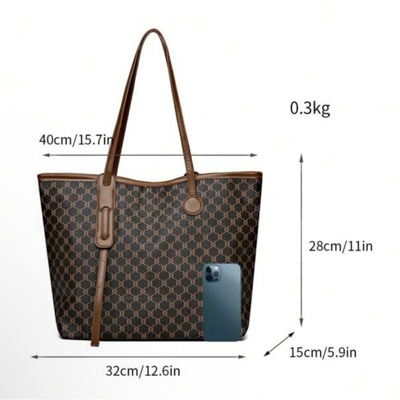 NWT Brown Tote Bag In Faux Leather - Picture 4 of 8